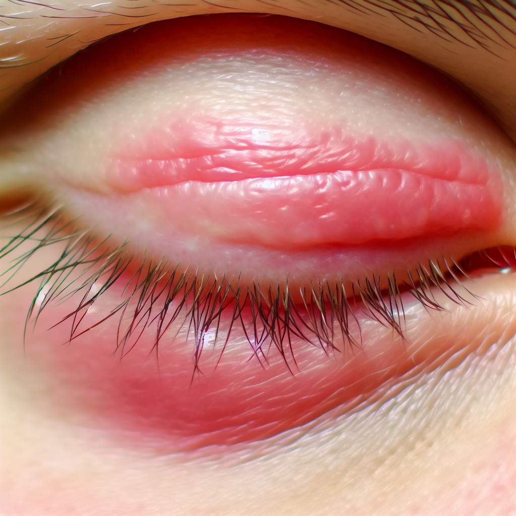 A close-up of inflamed eyelids.