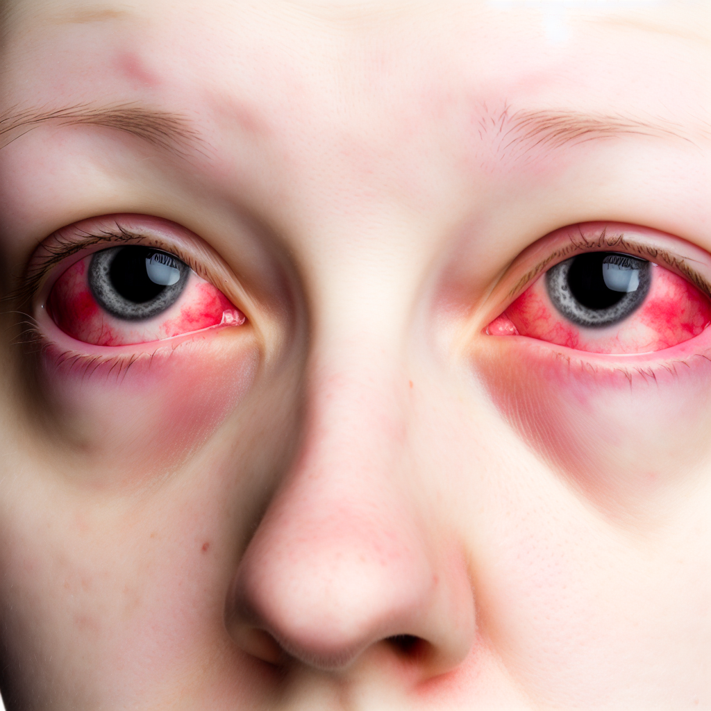A person with red, inflamed eyelids.