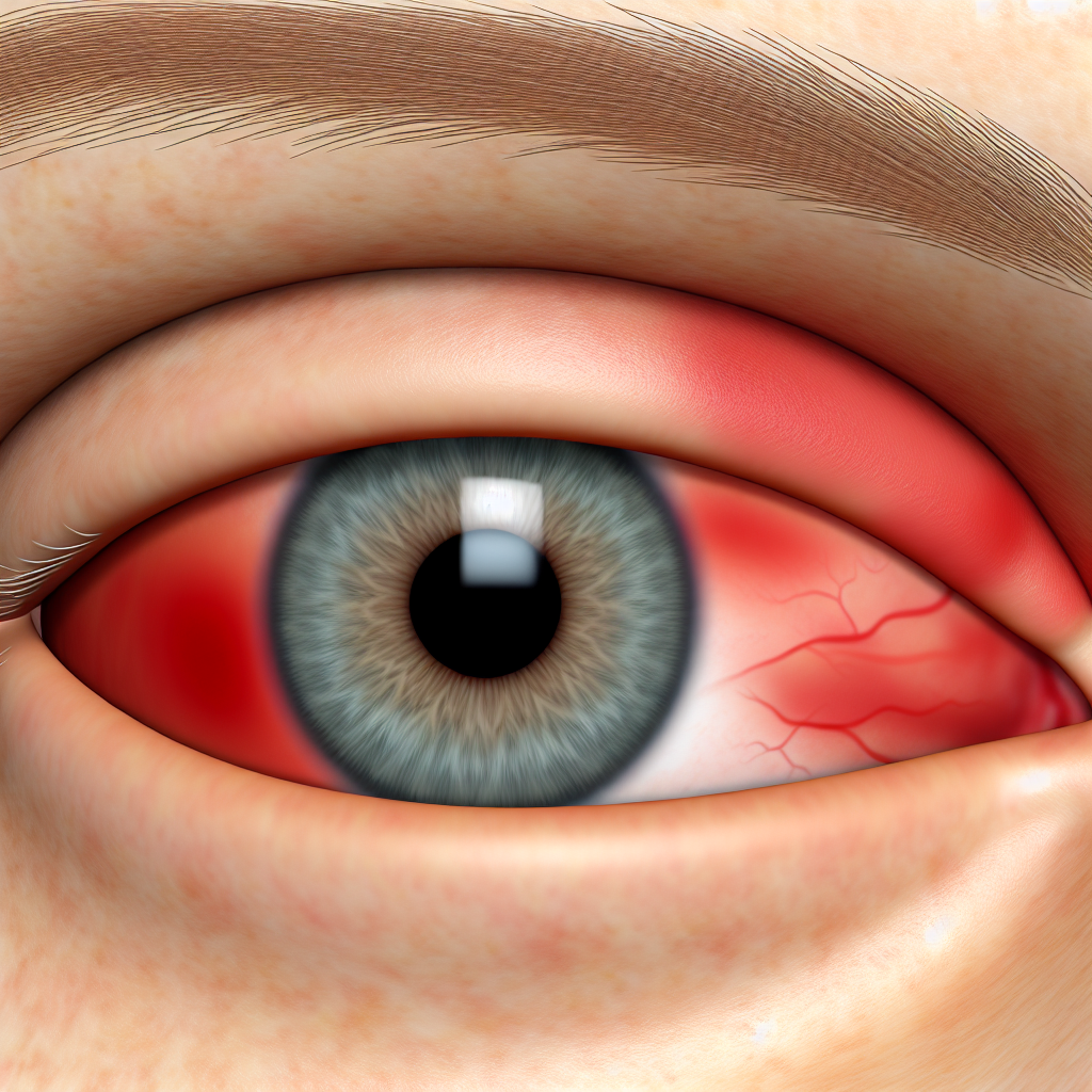 An eye with inflamed eyelids.