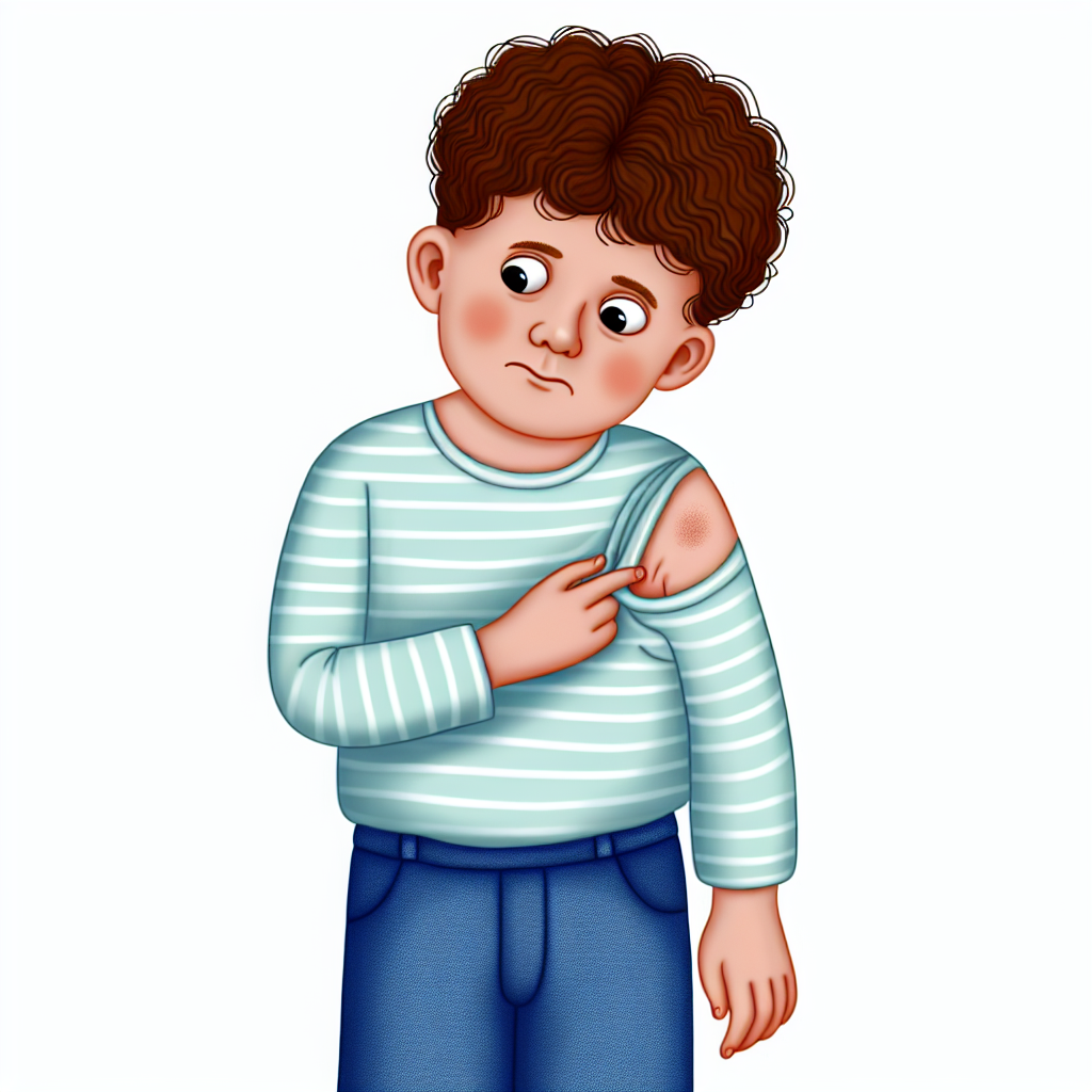 Illustration of child with armpit lump.